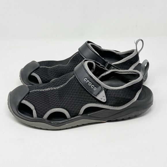 Crocs Swiftwater Mesh Deck Sandals Shoes Mens 10 Black Fisherman Water Comfort main image 16